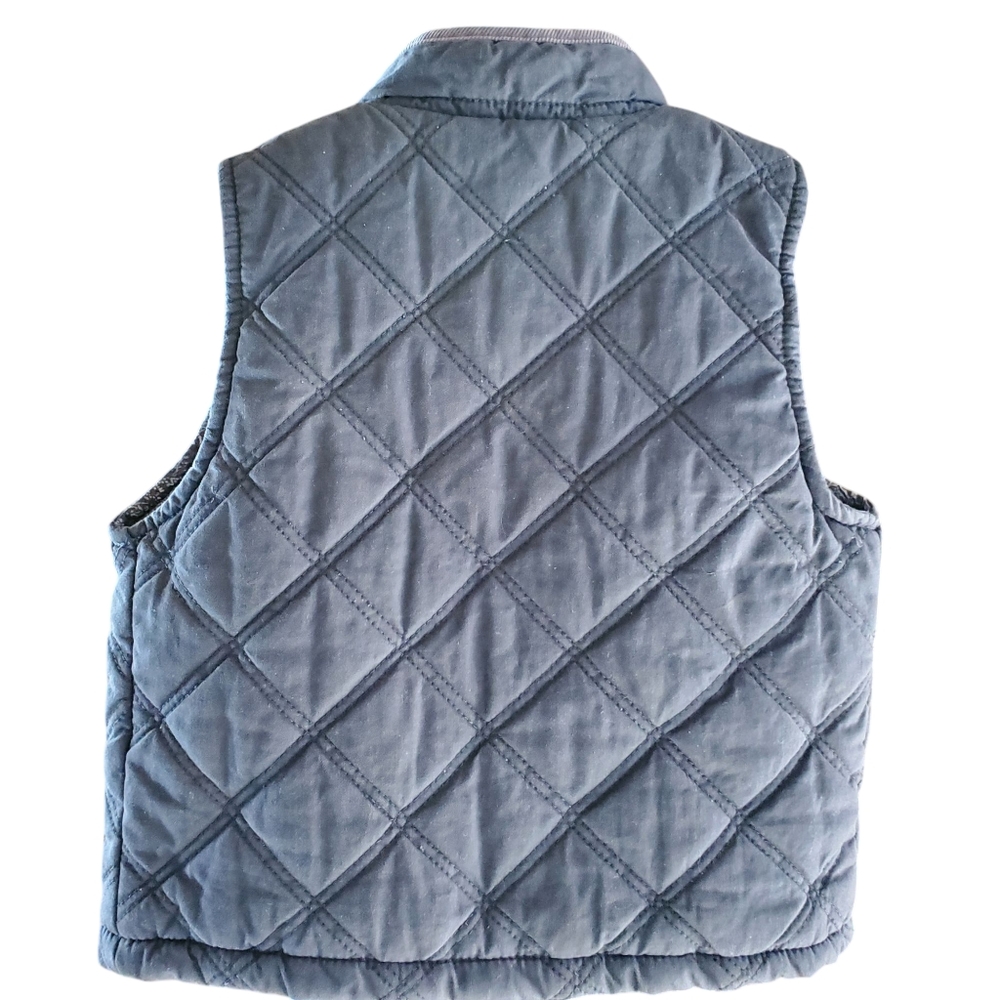 100% Cotton 3T Quilted Gray Button-down Vest by Oshkosh B' gosh - Picture 2 of 7
